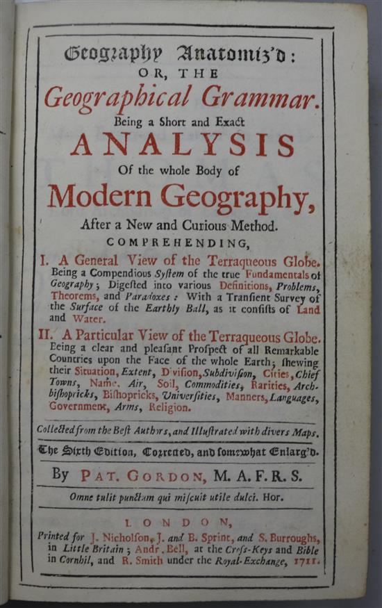 GORDON, PATRICK - GEOGRAPHY ANATOMIZED: OR, THE GEOGRAPHICAL GRAMMAR,